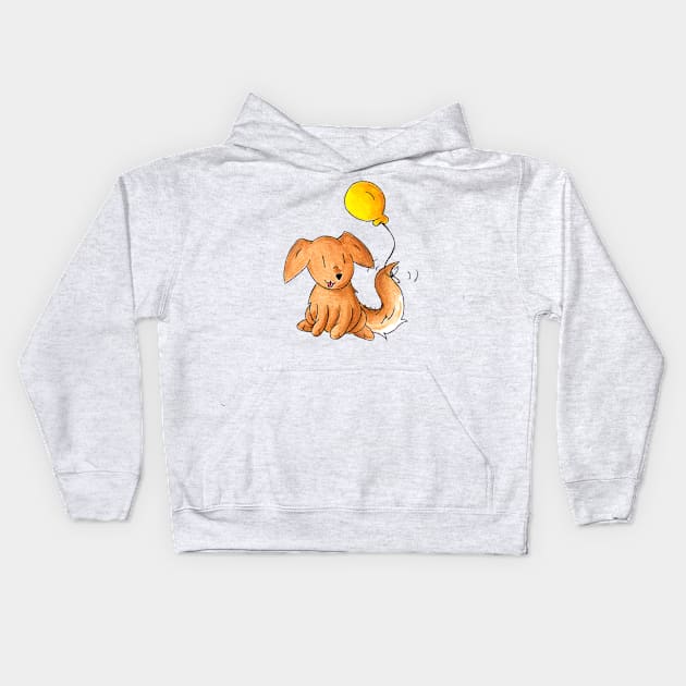 Balloon Doggy Kids Hoodie by KristenOKeefeArt